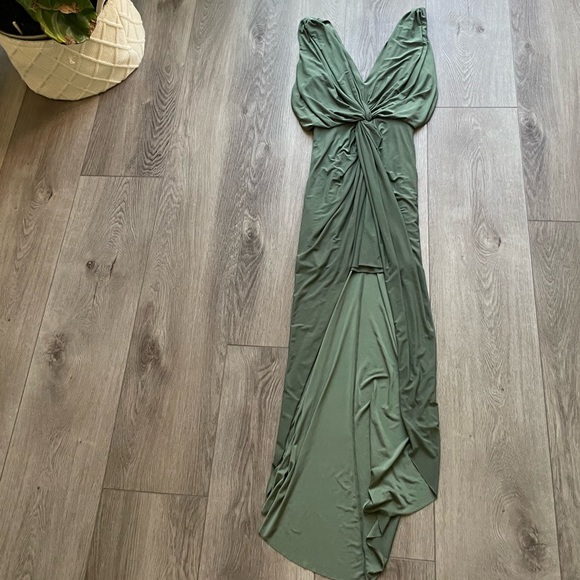 misa los angeles leza gathered crossover sleevless jersey high low dress large - Picture 1 of 6